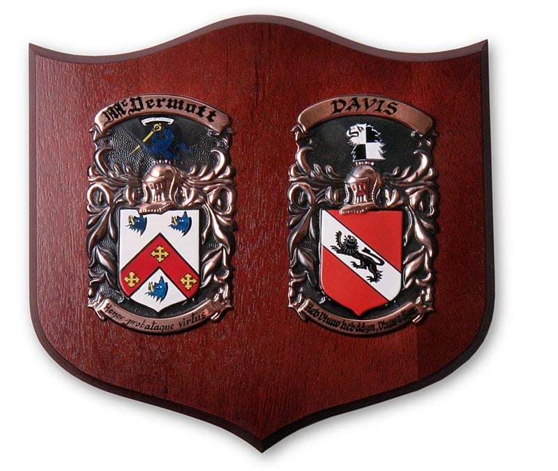 Personalized Double Coat of Arms Shield Plaque at IrishShop.com | FCSDPQ01