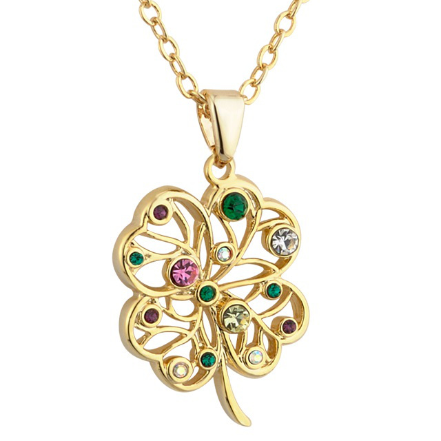 Irish Necklace - Lucky Irish Four Leaf Clover Pendant at IrishShop.com ...
