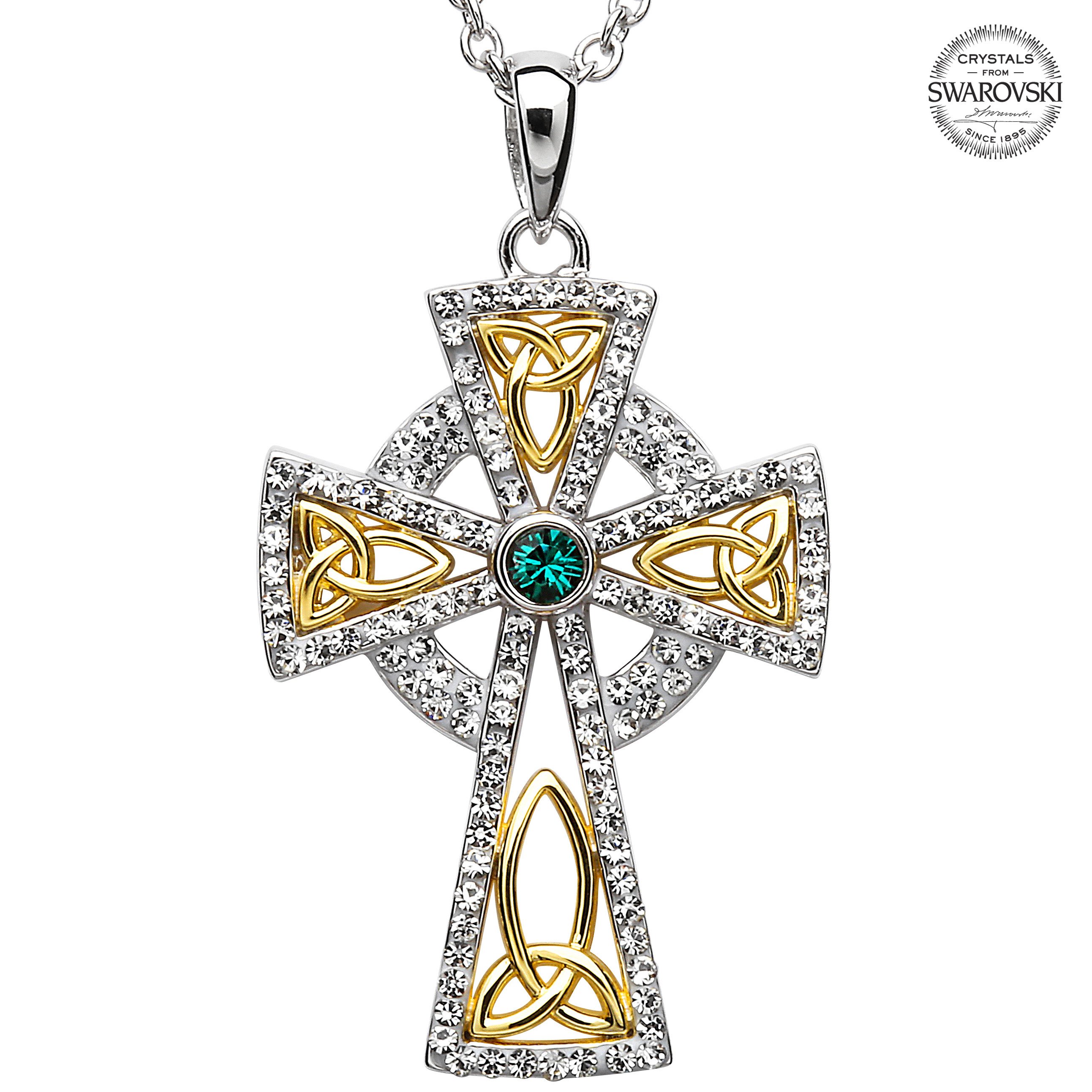 14K Gold Heavy Celtic Cross Charm - Solvar Irish Jewellery