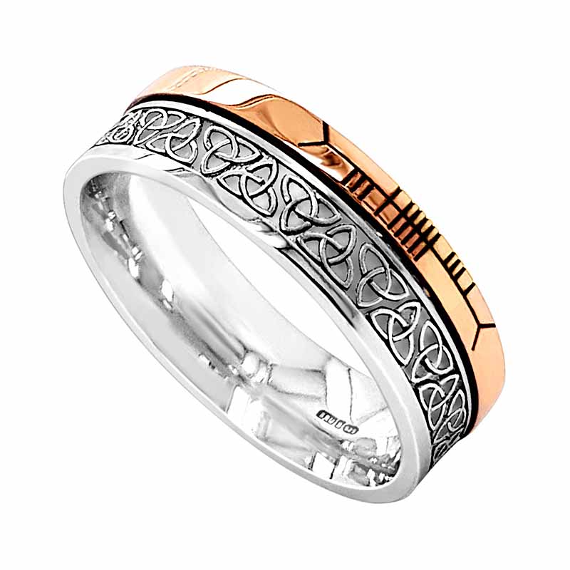 Celtic Ring - 10k Yellow Gold and Sterling Silver Comfort Fit 'Faith'  Trinity Knot Irish Band at
