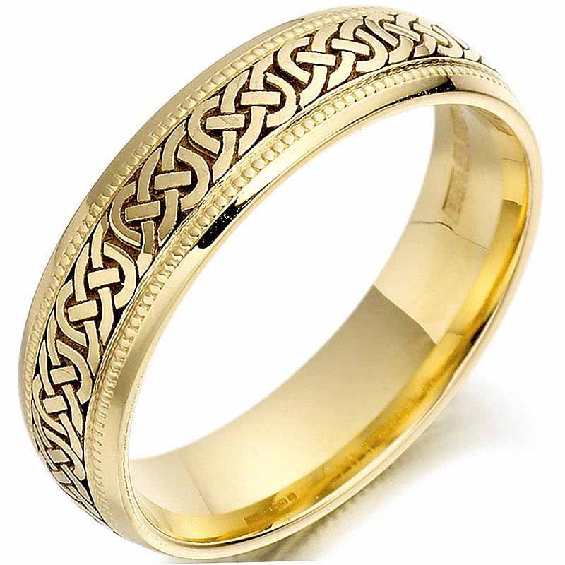 Wedding Band 14k Yellow Gold Celtic Knot Trinity Roped Engraved Men S Wide Wedding Band
