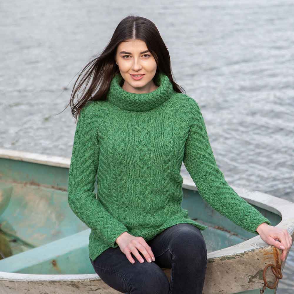 Ladies Supersoft Merino Wool Cowl Neck Sweater by Aran Mills - 2 Colou 