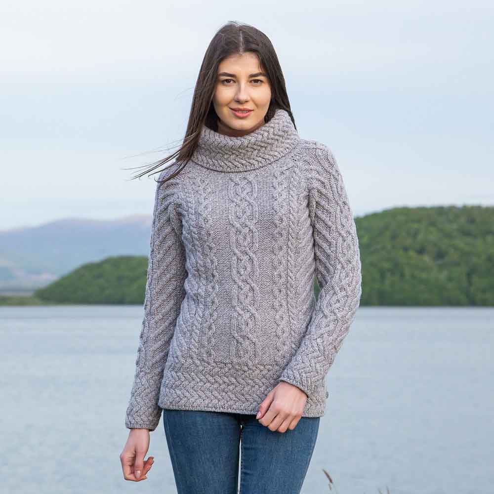 Men's Irish Cowlneck Pullover Sweater - Gray