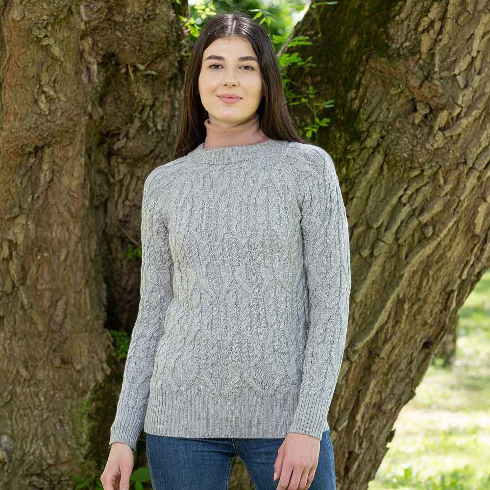 Irish Sweater | Crew Neck Aran Knit Ladies Sweater at IrishShop.com ...