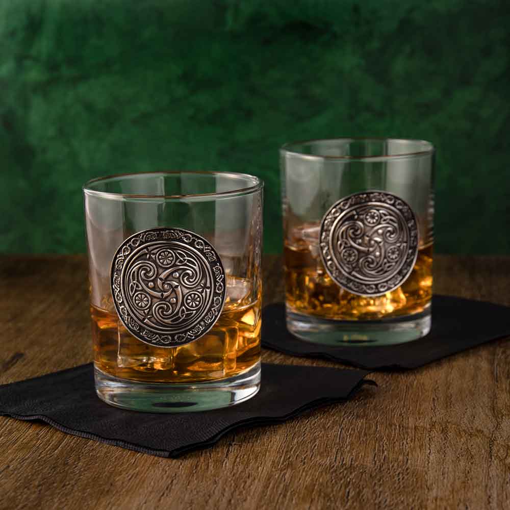 Irish Pewter Celtic Whiskey Glasses - Set of 2