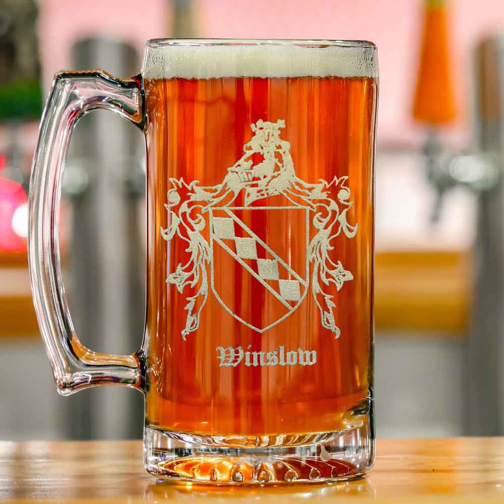 Irish Coat of Arms | Personalized Family Crest Glass Stein at IrishShop ...