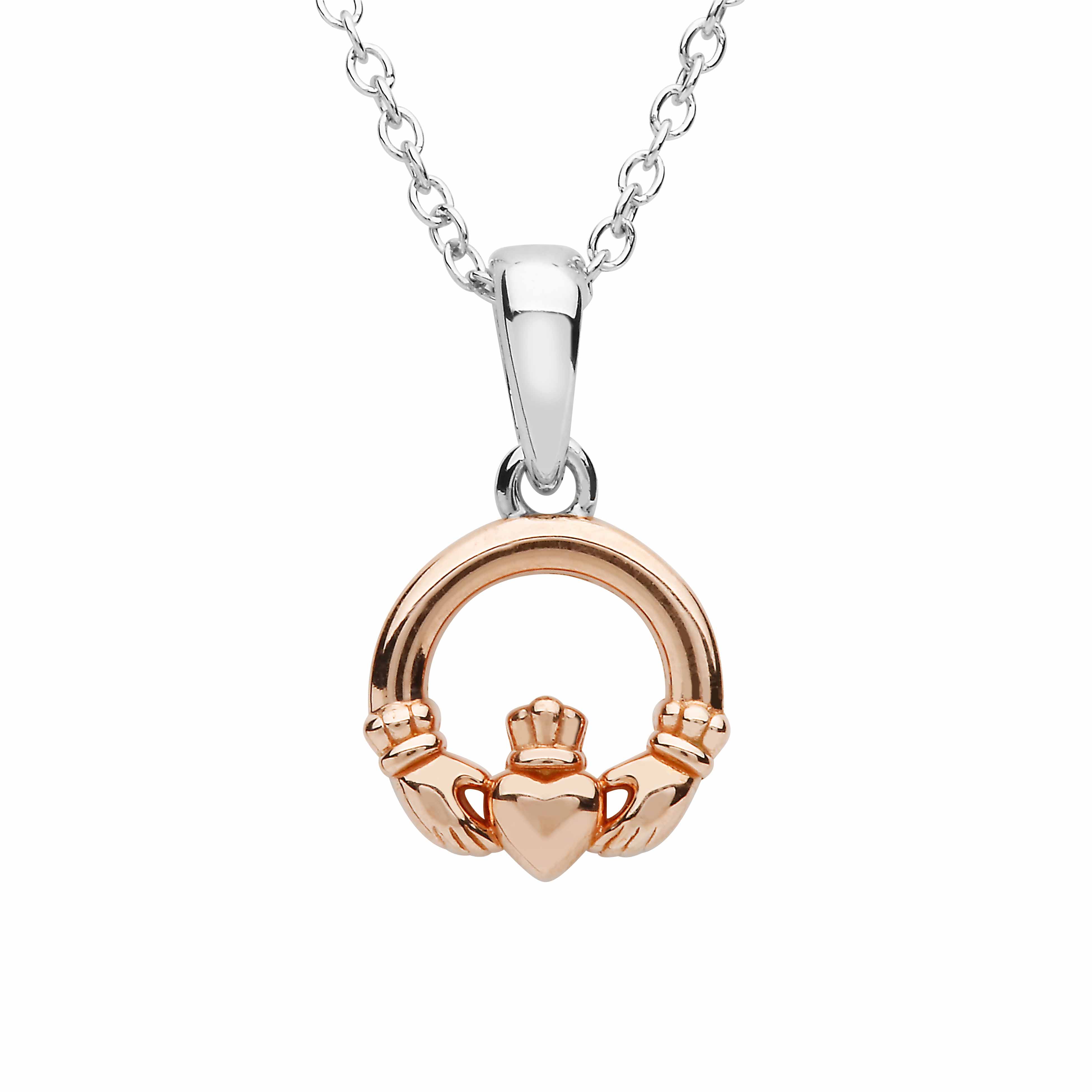 Sterling Silver Rose Gold Claddagh 