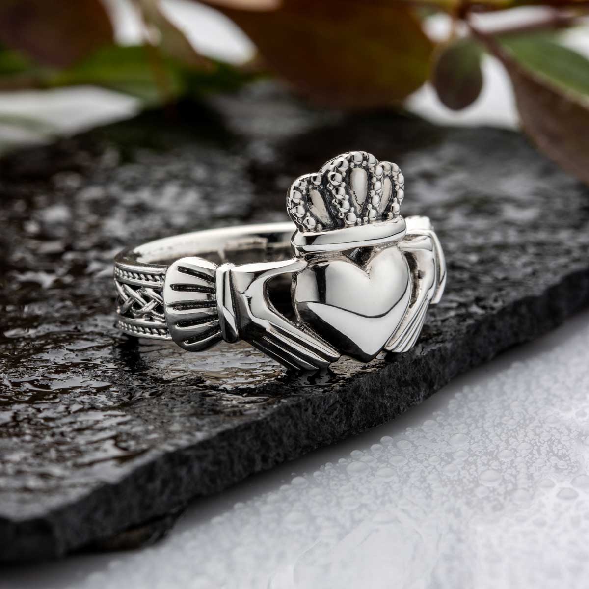 Engraved Celtic Claddagh Ring, Made in Ireland