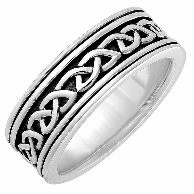 Irish Silver Trinity Knot Ring - Celtic Knot Ring Sterling Silver