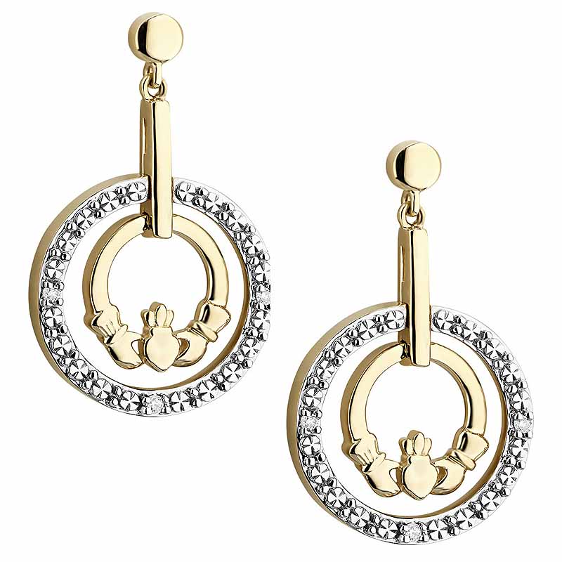 Irish Earrings | 14k Gold Diamond 