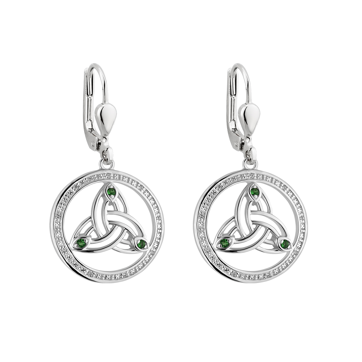 Irish Earrings | Sterling Silver Crystal Round Drop Celtic Trinity Knot ...