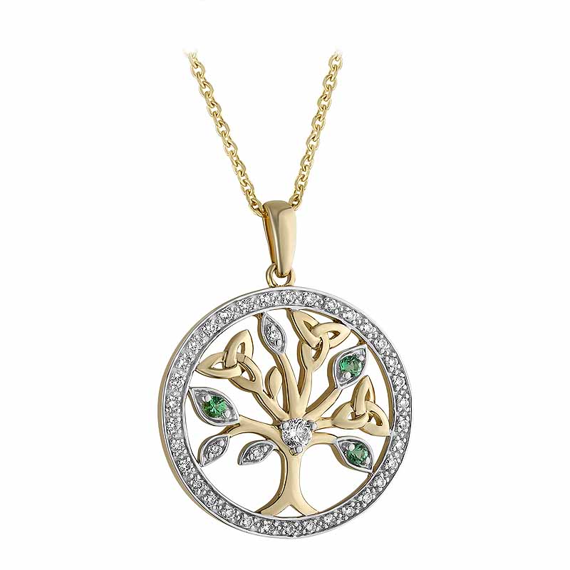14KT Gold Vermeil Tree Of Life and Malachite Necklace - Irish Jewelry, Irish Store, Tipperary Irish Importer