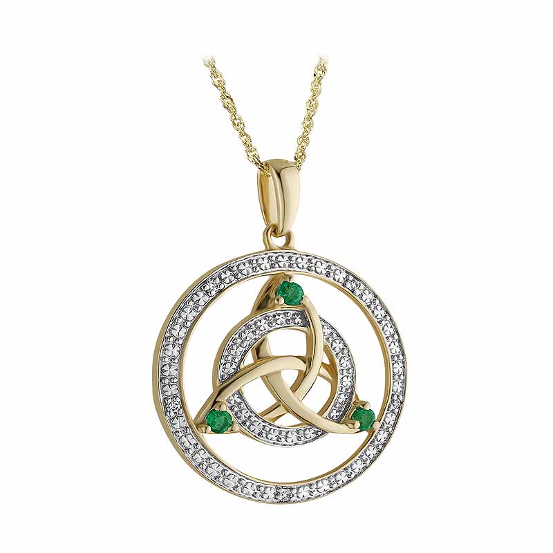 Irish Necklace | Sterling Silver Connemara Marble Trinity Trio Celtic Tree of Life Pendant