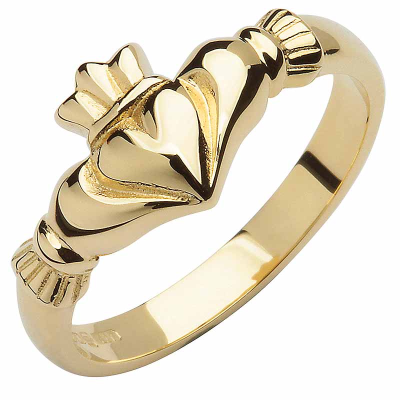 Irish Wedding Band - 10k Yellow Gold Ladies Elegant Claddagh Ring at ...