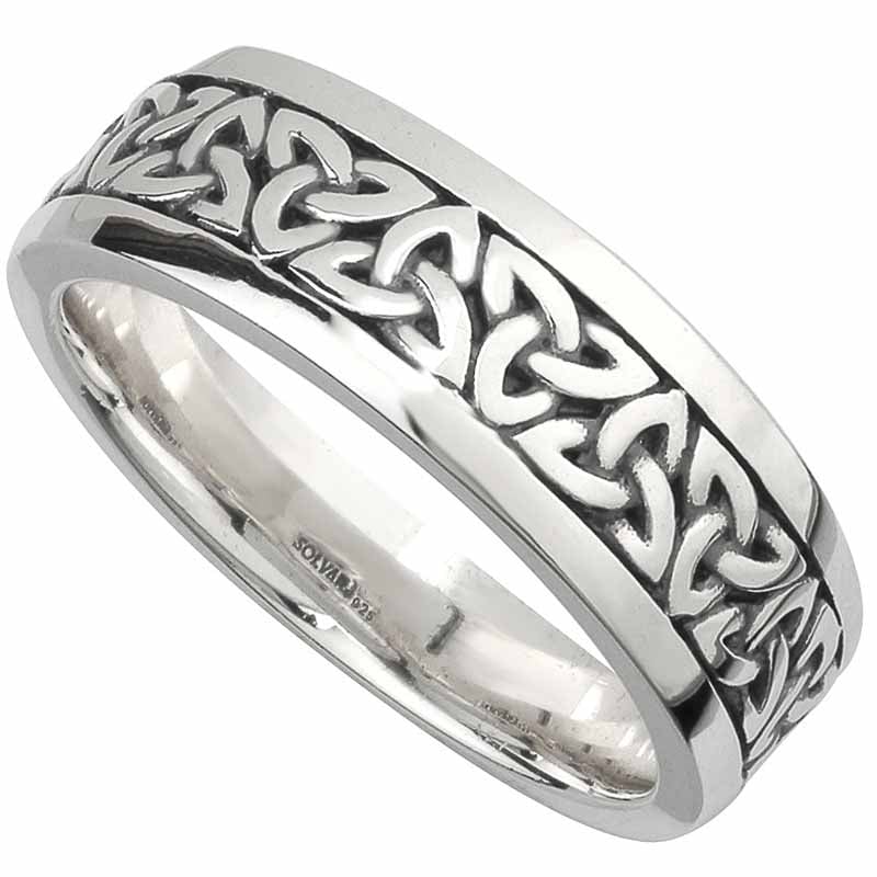 Irish Wedding Band - Sterling Silver Mens Celtic Trinity Knot Ring at ...