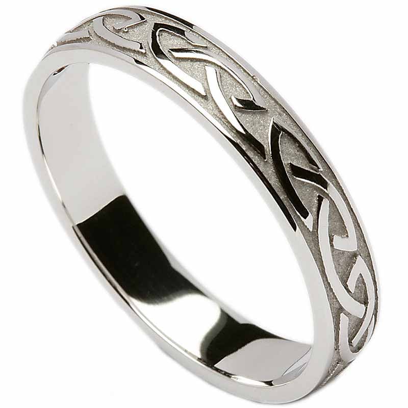 Ladies Celtic Warrior White Gold Wedding Band Celtic Wedding Rings Rings From Ireland
