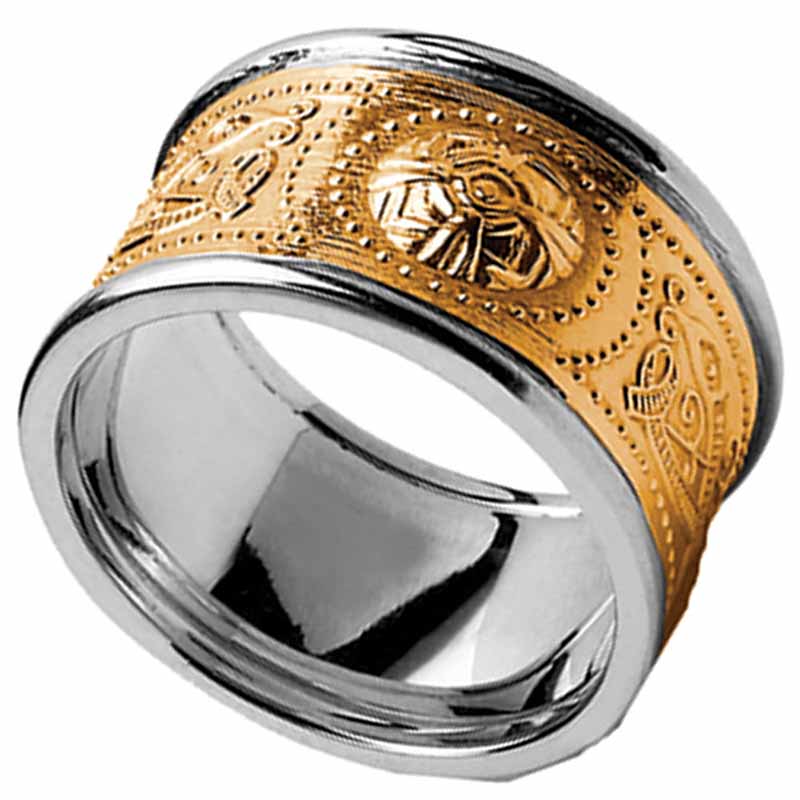  Celtic  Ring  Men s Yellow Gold  with White  Gold  Trim 
