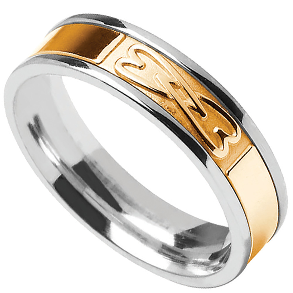 Celtic Ring Men S Sterling Silver With 10k Yellow Gold