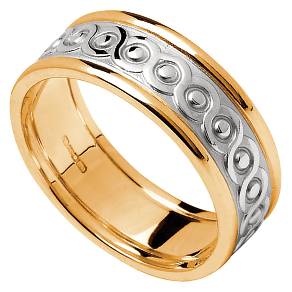  Celtic  Ring  Ladies White  Gold  with Yellow Gold  Trim 