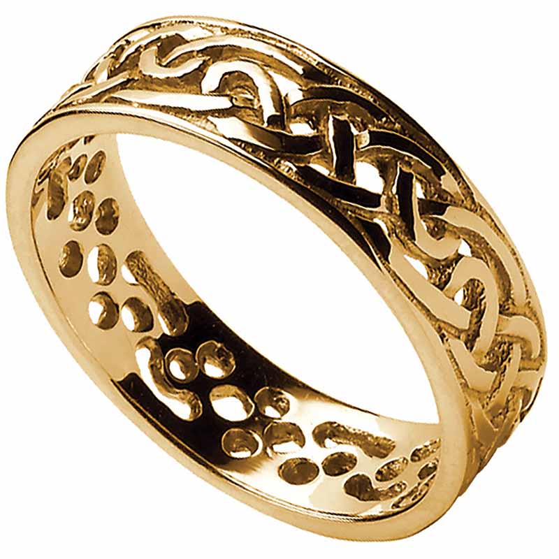 Wed94 Mens Ring Irish Gold Silver Filigree Celtic Wedding Band 