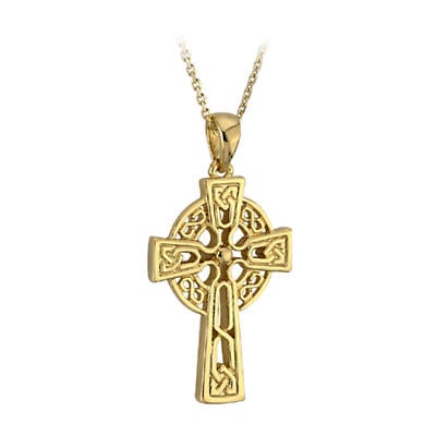 Celtic Pendant - 10k Gold Medium Celtic Cross Pendant with Chain at ...