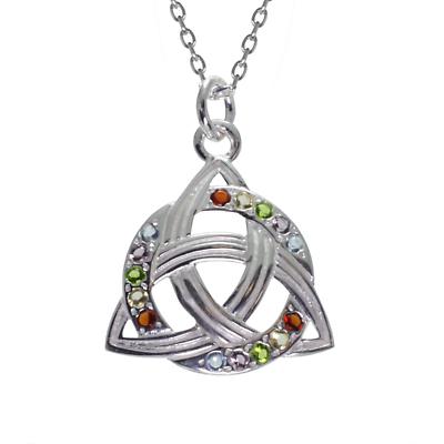 Irish Necklace - Sterling Silver Trinity Knot Circle Pendant at ...