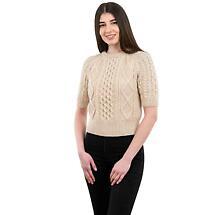 Irish Sweater | Aran Cable Knit Merino Wool Crew Ladies Sweater