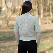 Alternate image for Irish Sweater | Ladies Cable Knit Short Sleeve Aran Sweater