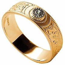 Celtic Ring - Men's White Gold with Yellow Gold Trim and Diamond ...